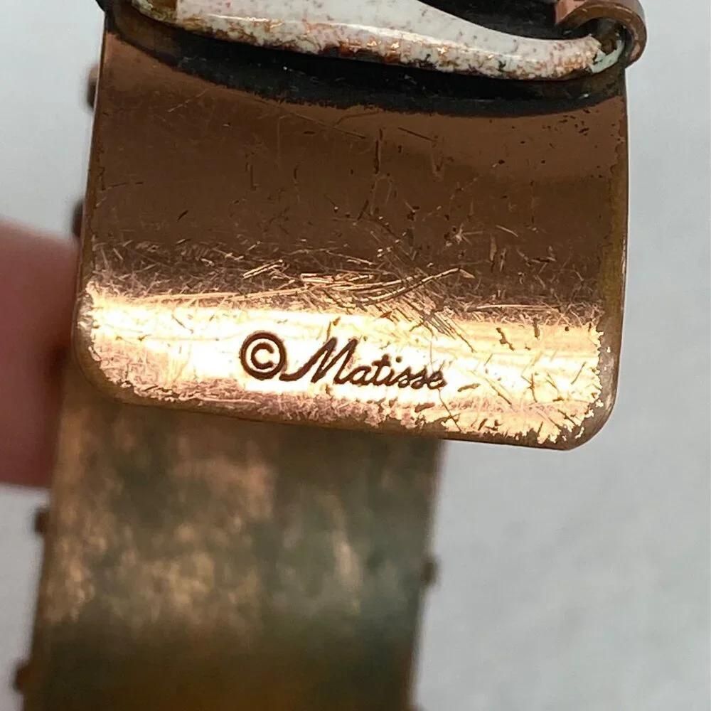 Vintage Matisse-Renoir Copper Anodized “Espana” Wide Cuff Bracelet 6.5
